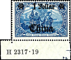 1 Dollar Auf 2 Mark In Type IIAII (Abstand 11 Mm) Mit Aufdruck-HAN 2317.19, Fotoattest Dr. Hartung: "... Ist Sehr Gut Ge - Deutsche Post In China