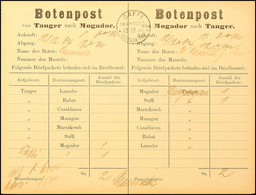 SAFFI (Marocco) / 12.12.04 / Deutsche Post, Stempel Auf Botenpost-Zettel Tanger-Mogador Und Retour, Mit Angabe Der Brief - Marocco (uffici)