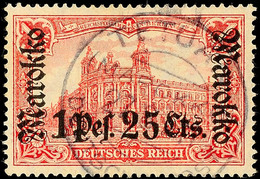 1.25 Pes. Auf 1 Mark Tadellos Gestempelt, Gepr. Jäschke-L. BPP, Mi. 80.-, Katalog: 55IA O - Deutsche Post In Marokko