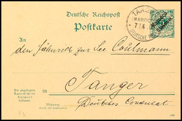 5 C. Auf 5 Pf. Krone/Adler, Antwort-Doppelkarte Als Ortspostkarte Von TANGER (CC) 7/4 00, Katalog: P3 GA - Morocco (offices)