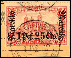 MEKNES (KK) 1/12 12, Klar Auf Paketkartenausschnitt 1 Pes 25 Cts., Gepr. Pauligk, Katalog: 55IA BS - Marruecos (oficinas)