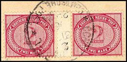 2 Mark Dunkelrotkarmin, Waager. Zwischenstegpaar Mit Auf Dieser Marke Seltenem Stempel CONSTANTINOPEL 2, 3/? 96 (Dr.Steu - Turquie (bureaux)