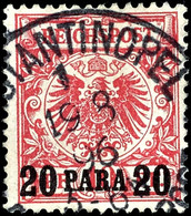 20 Para Auf 10 Pf. "mittel(karmin)rot", Tadellos, Fotobefund Jäschke-L. BPP, Mi. 400,--, Katalog: 7ca O - Deutsche Post In Der Türkei
