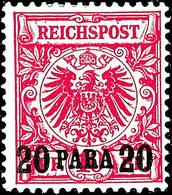 20 Para A. 10 Pfg Dunkelrosa(rot), UV Gelblichorange, Farbfrisches Kabinettstück, Ungebraucht Mit Originalgummi Und Falz - Deutsche Post In Der Türkei