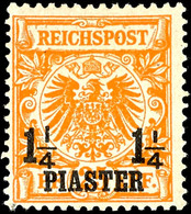 1 1/4 Piaster Auf 25 Pf. Mit Plattenfehler VIII Der Urmarke 8farbiger Punkt Neben Linker Unterer Bandrolle) Und Aufdruck - Turkey (offices)