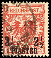 2 1/2 Piaster Auf 50 Pf. In A-Farbe Gestempelt, Min. Erh. Gepr. Hollmann BPP, Optisch Schöne Marke, Mi. 550.-, Katalog:  - Deutsche Post In Der Türkei