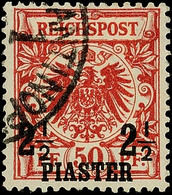 2½ Pia. Auf 50 Pf. Krone/Adler Bräunlichrot, Gestempelt CONSTANTINOPEL 1, Gepr. Bühler, Fotobefund Dr.Hollmann BPP: "ech - Deutsche Post In Der Türkei