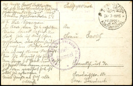 "KONSTANTOINOPEL 24.7.16" Auf Feldpostkarte Mit Nebenstempel "Aus Dem Innern Der Türkei" Und Truppenstempel "LASTWAGEN - - Turkey (offices)