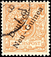 3 Pfg. Hellockerbraun Mit Aufdruck, Gestempeltes Prachtstück Mit Altsignatur, Katalog: 1b O - German New Guinea