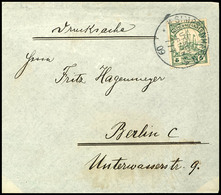 5 Pfg Kaiseryacht Auf Provisorischem Drucksachen-Streifband Der 2. Gewichtsstufe (aus Briefumschlag Gefertigt), Stempel  - German New Guinea