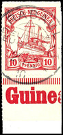 10. Pf. Schiffszeichnung, Unterrandstück Mit Text Und Senkr. Paar Je Auf Briefstück, Gestempelt RABAUL 20/12 10 Bzw. 4/1 - Nouvelle-Guinée