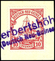 HERBERTSHÖHE (Deutsch Neu-Guinea), Violetter L2 Glasklar Auf Briefstück 10 Pf. Schiffszeichnung, Katalog: 9 BS - German New Guinea