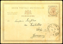 1885, ERWERB DES BISMARCK-ARCHPELS: Postkarte Von Hongkong 3d QV Nach Stolp I. P. Ein Besatzungsmitglied Der Kreuzerfreg - Sonstige & Ohne Zuordnung
