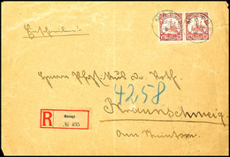 1904, 10 Pfg Kaiseryacht (Paar) Auf Einschreibebrief, Stempel MATUPI 4/9 04, Nach Braunschweig, Einschreibzettel Einfeld - Autres & Non Classés