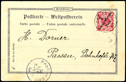 5 Pesa Diagonal Auf 10 Pf. Krone/Adler Rotkarmin Einzelfrankatur Auf Ansichtskarte (Gebrauchsspuren) Von DAR-ES-SALAAM 2 - Duits-Oost-Afrika