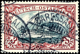 3 R. Kaiseryacht Mit Mittelstück In Type I, Zentrisch Gestempelt "DARESSALAM 25.3.07", Sehr Gut Gezähnt Und Zentriert, M - Duits-Oost-Afrika