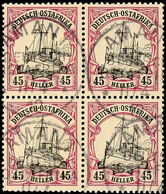 45 H Kaiseryacht, Viererblock Tadellos Gestempelt, Mi. 280.- +, Katalog: 36VBl. O - África Oriental Alemana