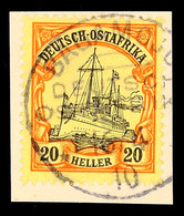 BAGAMOJO 16/4 10, Klar Und Zentrisch Auf Briefstück 20 H. Schiffszeichnung, Katalog: 26 BS - Afrique Orientale
