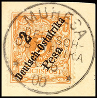 MUHESA 10/6 00 Klar Und Zentrisch Auf Briefstück 2 Pesa Auf 3 Pf. Krone/Adler Hellockerbraun, Katalog: 6b BS - Africa Orientale Tedesca