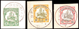 USUMBURA 29 9 02, WILHELMSTHAL 12 12 07 Und WUGIRI 28 4 05, Je Klar Auf 3 Briefstücken 20 Pesa, 20 Heller Und 3 Pesa Kai - África Oriental Alemana