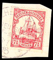 WILHELMSTHAL 30/6 15, Kriegsdatum Klar Und Fast Vollständig Auf Briefstück 7½ Heller Kaiseryacht (Bug), Katalog: 32 BS - Deutsch-Ostafrika