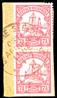 DEUTSCHE SEEPOST OST=AFRIKA-LINIE Q 4 7 13 Klar Auf Briefstück Mit Senkrechtem Paar 7½ Heller Kaiseryacht, Katalog: 32 B - Afrique Orientale