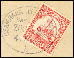 USAMBARA (DEUTSCH-OSTAFRIKA) BAHNPOST ZUG 2 B 4.5.10, Klar Auf Briefstück 7½ H. Schiffszeichnung, Katalog: 32 BS - Duits-Oost-Afrika