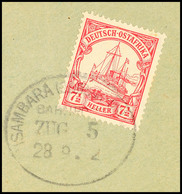 USAMBARA (DEUTSCH-OSTAFRIKA) BAHNPOST ZUG 5 B / 28.9.12, Klar Auf Briefstück 7½ H. Kaiseryacht, Katalog: 32 BS - Deutsch-Ostafrika