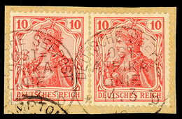 DEUTSCHE SEEPOST OST-AFRIKA-LINIE B 14.3 10, Klar Auf Briefstück Paar 10 Pf. Germania, Katalog: DR86(2) BS - Duits-Oost-Afrika