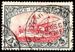 5 Mk Schiffszeichnung Mit Wasserzeichen In Der A-Farbe, Gestempeltes Kabinettstück, 370,-, Katalog: 32Aa O - German South West Africa