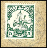 GOCHAS DSWA 11...04 (ohne Segment), Kompletter Abschlag Auf Briefstück Mit 5 Pfg. Kaiseryacht, Pracht, Doppelt Signiert  - German South West Africa