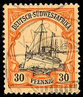 KARIBIB 7.4.15, Kriegsdatum Klar Auf 30 Pf. Schiffszeichnung, Katalog: 28 O - German South West Africa