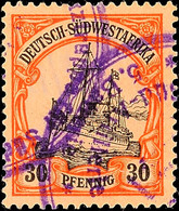 Soldatenbrief-Stempel Violett Auf 30 Pf. Kaiseryacht, Katalog: 16 O - Duits-Zuidwest-Afrika