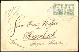 JOHANN-ALBRECHTSHÖHE KAMERUN 21.2.13, 2x Recht Klar In Blau Auf Bedarfsbrief Mit Waagerechtem Paar 5 Pfg. Kaiseryacht Mi - Kamerun