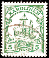 PALAU, Teilstempel Auf 5 Pf. Schiffszeichnung, Katalog: 8 O - Carolines