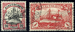 20 Cts. Und 1/2 Dollar Kaiseryacht, Je Tadellos Gestempelt, Mi. 124,--, Katalog: 22+24 O - Kiaochow