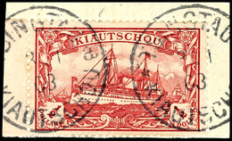 1/2 Dollar Kaiseryacht Ohne Wasserzeichen Tadellos Auf Briefstück TSINGTAU A 3/1 03, Mi. 100,--, Katalog: 24B BS - Kiaochow