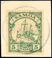 PALAULI 4/12 07, Ideal Zentrisch Auf Briefstück 5 Pf. Kaiseryacht, Katalog: 8 BS - Samoa