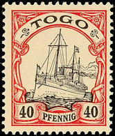 40 Pfg Kaiseryacht, Plattenfehler I, Tadellos Ungebraucht, Mi. 120.-, Katalog: 13I * - Togo