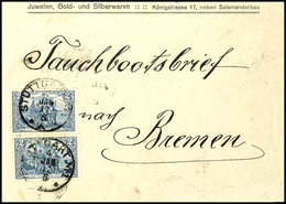 1917, 3. Geplante Tauchbootfahrt, Zwei Stück 2 M. Deutsches Reich Alle Gebühr Auf Außenumschlag Für 2 Tauchbootbriefe Vo - Autres & Non Classés