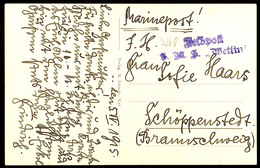 (MSP Nr. 55), L2-Feldpostsonderstempel "Feldpost S.M.S. Wettin" Auf Karte Vom 5.IV.15  BF - Autres & Non Classés