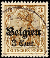 3 Cent. Auf 3 Pfg Germania, A-Farbe, Type II, Gestempelt, Gepr. Hey BPP, Mi. 120.-, Katalog: 11aII O - Andere & Zonder Classificatie