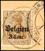 3 C A. 3 Pf Ockerbraun, Abstandstype II, Auf Briefstück, Tadellos, Geprüft Hey BPP, Katalog: 11aII BS - Otros & Sin Clasificación