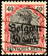 50 C. Auf 40 Pfg. Karminrot / Schwarz Zw. 0,8 Gestempelt, Leichte Knitterspur, Geprüft Hey BPP, Mi. 400.-, Katalog: 20bI - Otros & Sin Clasificación