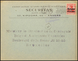 "ANTWERPEN-ANVERS 5 IV16", Fahnenstempel IR Auf Zensurbrief 10 C.  Nach Brüssel, Katalog: 14 BF - Eerste Wereldoorlog