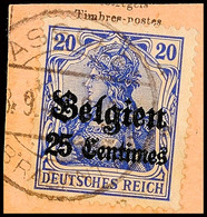 "ASSCHE 8.9.17", Klar Auf Paketkartenausschnitt 25 C., Katalog: 4 BS - Eerste Wereldoorlog