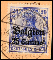 "BEAURAING 14.9.17"; Klar Und Zentr. Auf Paketkartenausschnitt 25 C., Katalog: 4 BS - 1° Guerra Mondiale