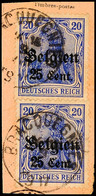 "BRACQUEGNIES ? 1917", Klar Auf Paketkartenausschnitt Mit 2mal 25 C., Katalog: 18(2) BS - 1° Guerra Mondiale