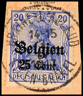 "BRAINE-L'ALLEND 3 IV 17 EIGEN-BRAKEL", Klar Und Zentr. Auf Paketkartenausschnitt, 25 C., Katalog: 18 BS - 1° Guerra Mondiale