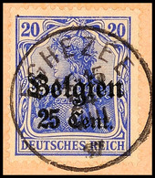 "EGHEZEE 24 VIII 17", Klar Und Zentr. Auf Paketkartenausschnitt 25 C., Katalog: 18 BS - 1° Guerre Mondiale